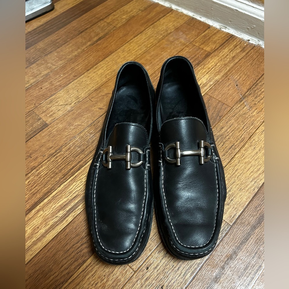 Salvatore Ferragamo Black Leather Loafers